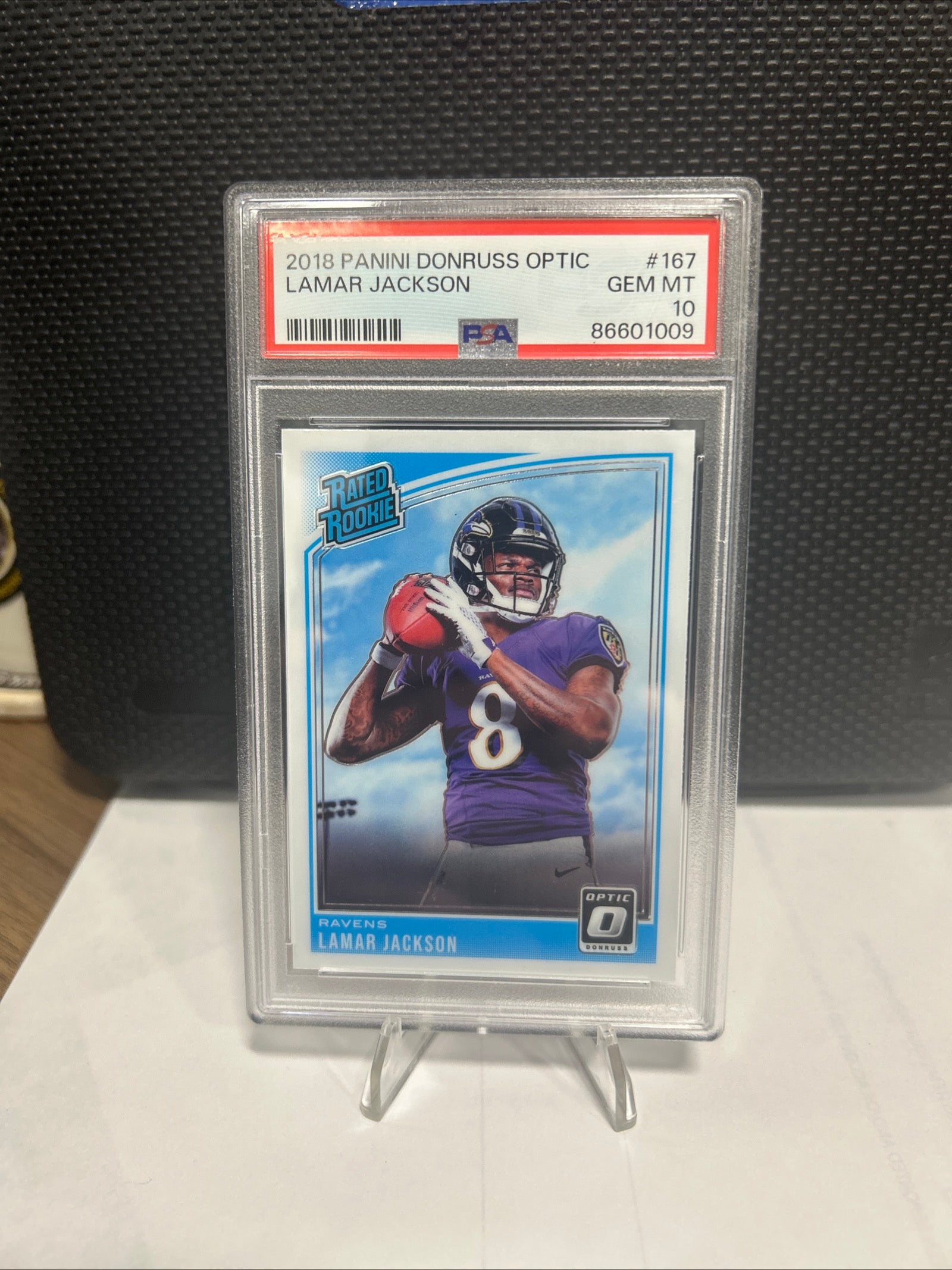 2018 Lamar Jackson Donruss Optic Rated Rookie PSA 10 #167 With Helmet