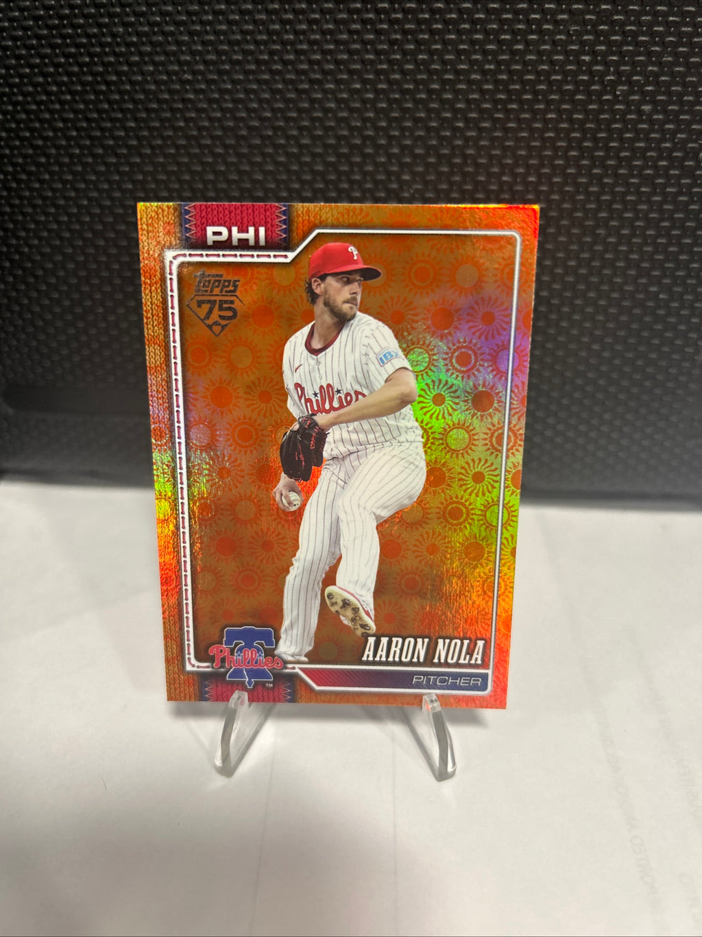 2026 Topps Series 2 Orange "SUN" Holo Foil Parallel #463 Aaron Nola, Philadelphi