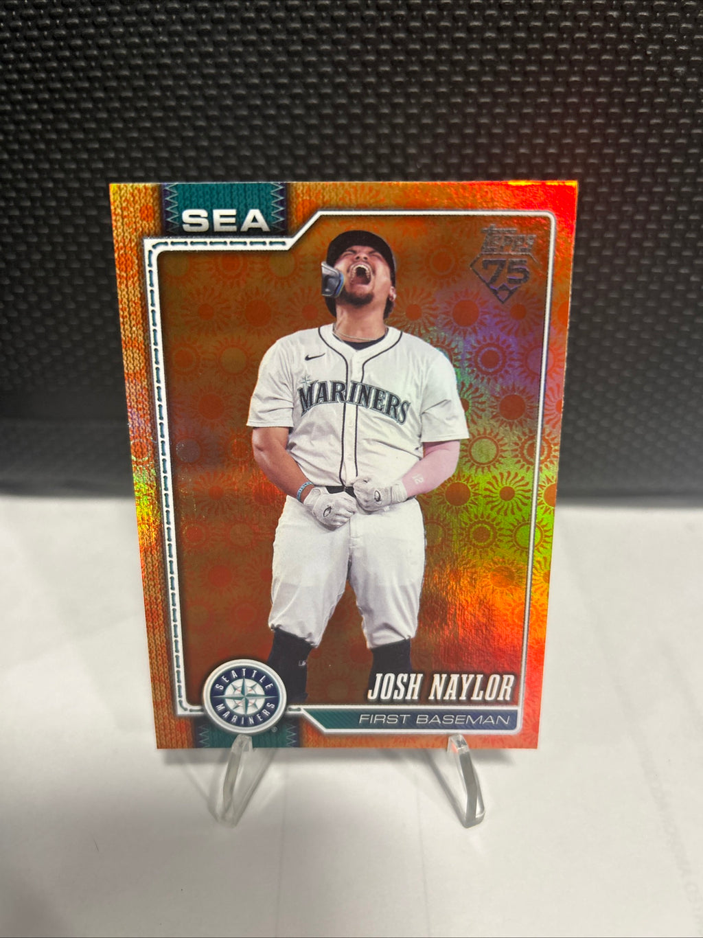 2026 Topps Series 2 Josh Naylor Orange Holiday Sun Foil #395 Mariners