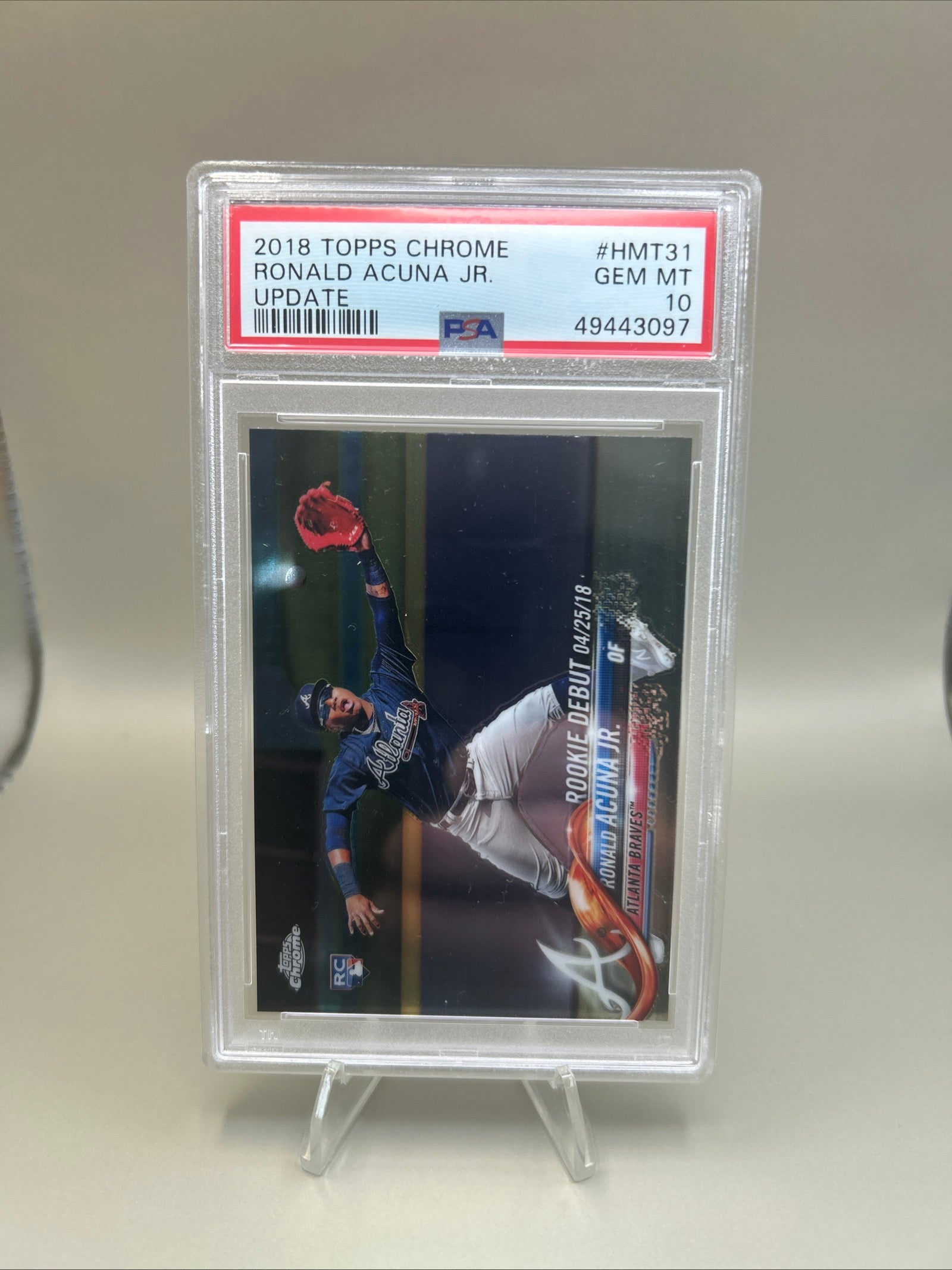 2018 Topps Chrome Update Ronald Acuna Jr. PSA 10 Gem Mint Rookie RC #HMT31