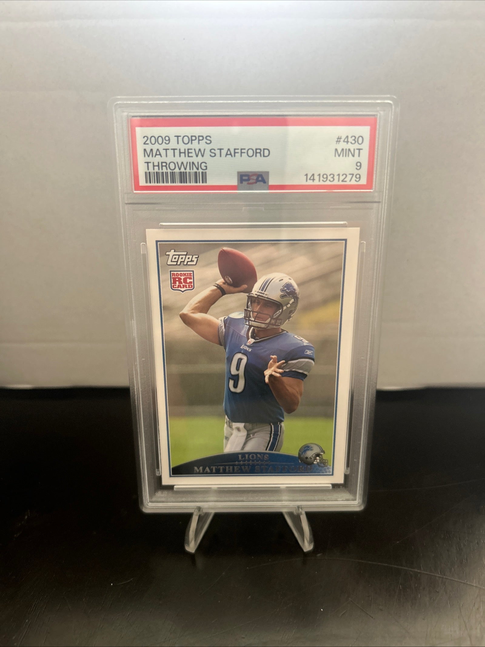 2009 Topps Matthew Stafford #430 THROWING PSA 9 MINT ROOKIE CARD RC LIONS RAMS